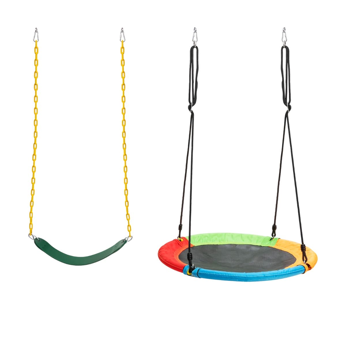 CostwayBalançoire Nid d'Oiseau Ø1m et Balançoire Ceinture 1,2m avec Cordes Réglables 2 Façons de Suspendre Charge Maximum 150kg