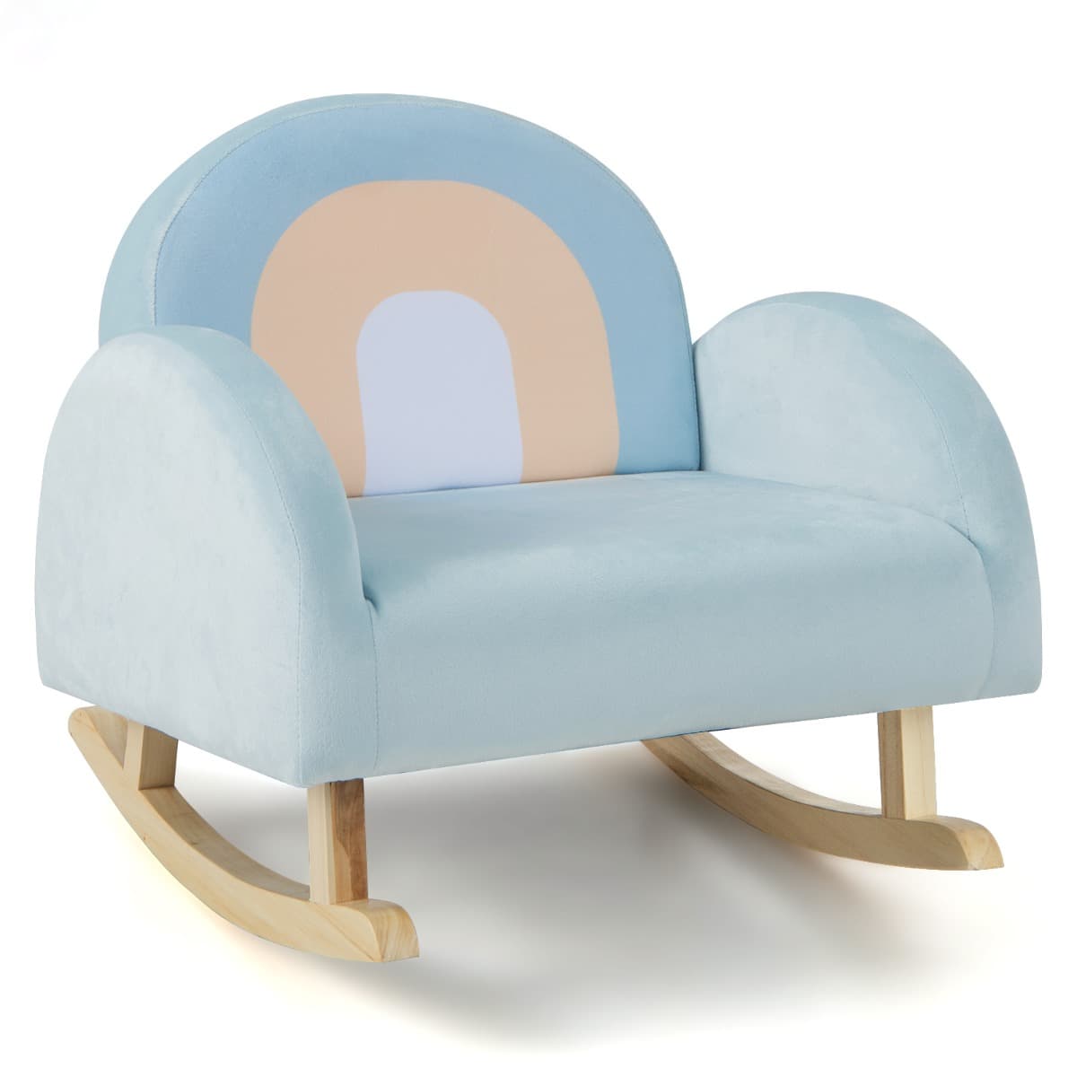 CostwayFauteuil à Bascule Enfants en Peluche Charge 50kg Jolis Cadeaux pour Garçon Fille de 3-5 ans Bleu
