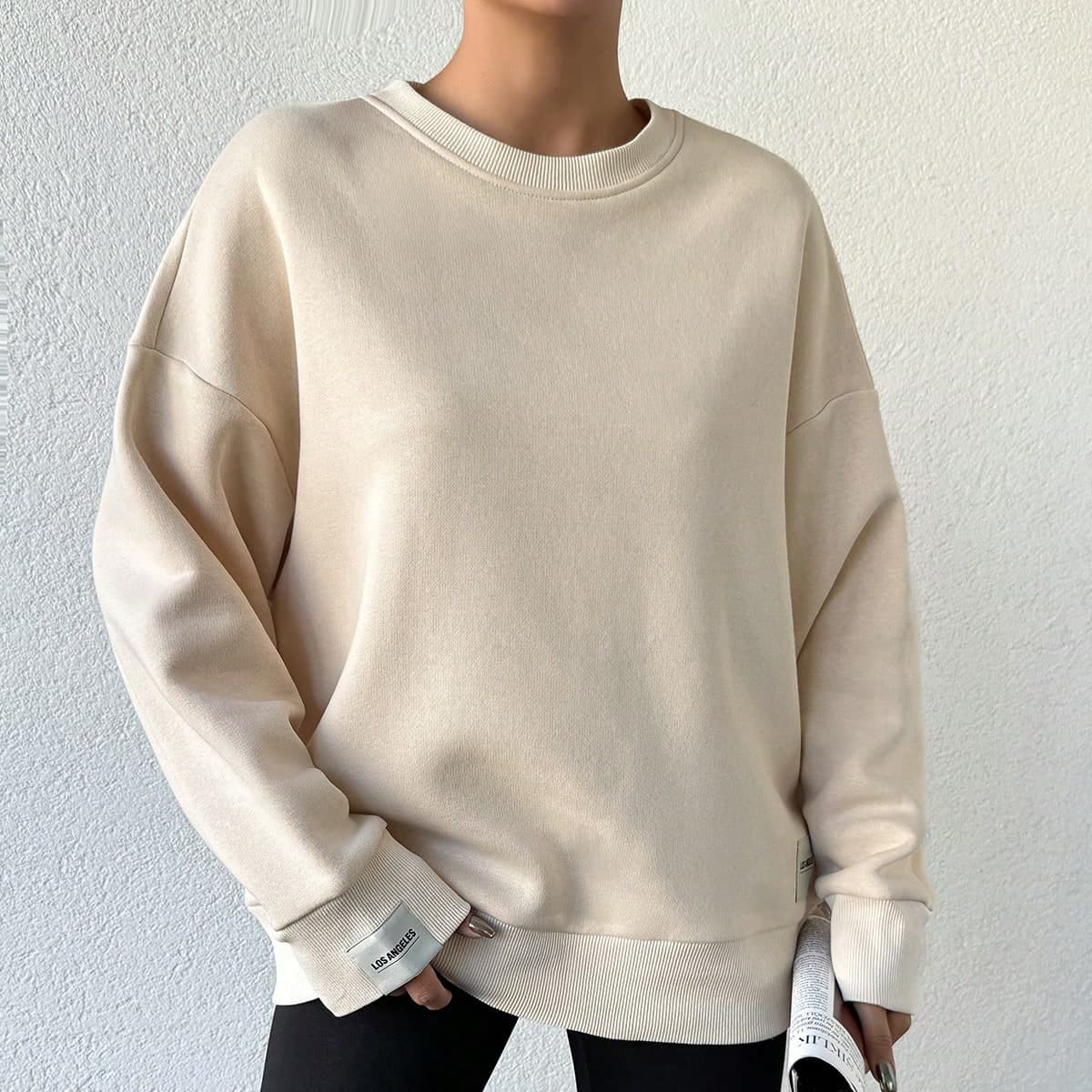 Sweat-shirt À Col Rond Et Épaules Tombantes Avec Patch Lettre